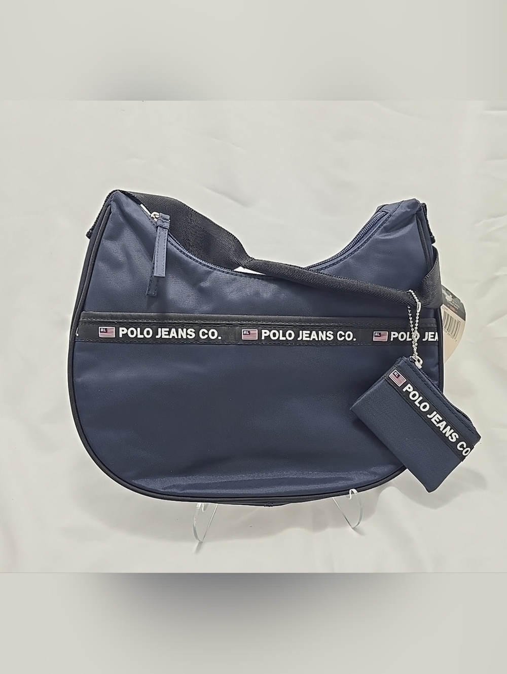 NWT Ralph Lauren Polo Jeans Company Vintage Hobo Nylon Bag With Coin Purse Navy